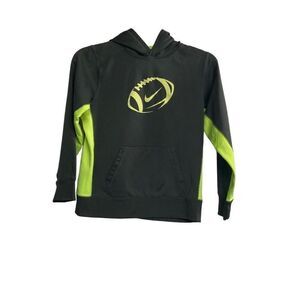 NIKE Boys Therma Fit Hooded Football‎ Sweatshirt Black & Yellow Size XL